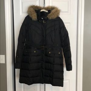 XL Larry Levine Down Belted Hooded Winter Coat